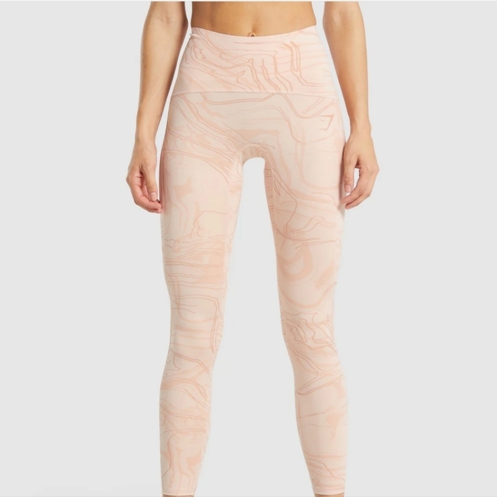 Gymshark Support Leggings in Light Pink Print Sz XSmall - Great Condition